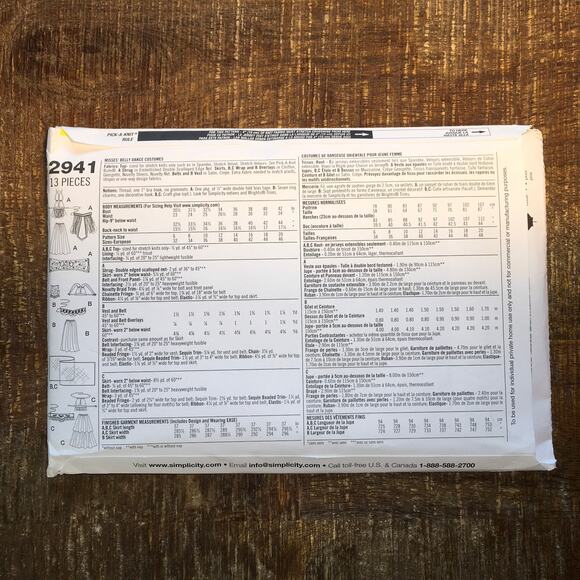 Simplicity Sewing Pattern 2941 Dance Studio Belly Dancer Costume 6 8 10 12 UNCUT - Picture 2 of 2